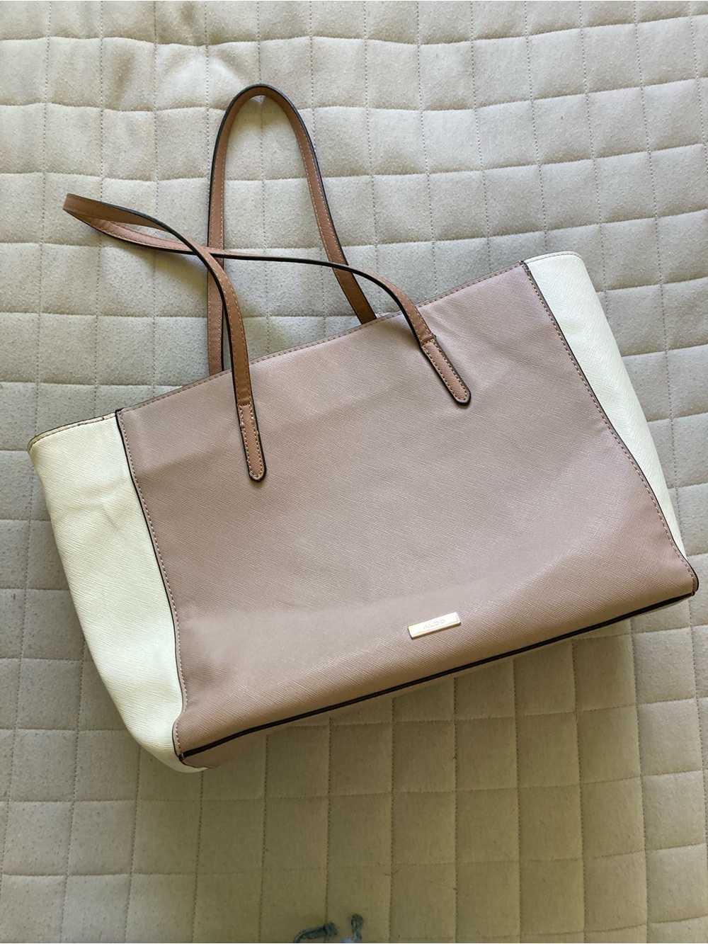 Aldo Women’s Two-Tone Tote in Blush Pink, White & Brown Handles